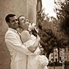 Portrait de couple de mariés dans les rues de Strasbourg