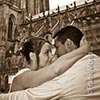 Portrait de couple de mariés dans les rues de Strasbourg