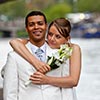 Portrait de couple de mariés dans les rues de Strasbourg